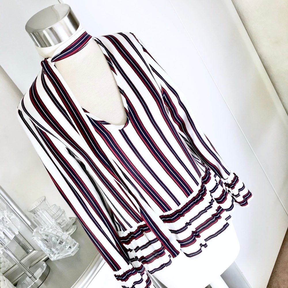 Boho Striped Top Blouse XS